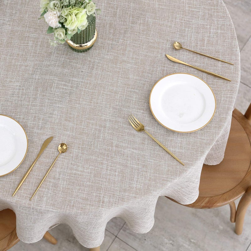 maxmill Flaxy Faux Linen Tablecloth with 2-Tone Slubby Texture Wrinkle Resistant Anti-Shrink Soft Table Cloth for Kitchen Dining Restaurant Tabletop for Event Holiday Dinner Round 70 Inch Linen - Image 3